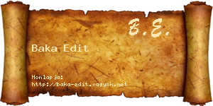 Baka Edit névjegykártya